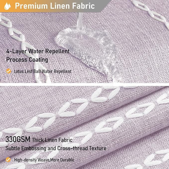 72x84 Long Boho Farmhouse Linen Heavy Duty Shower Curtain, Lavender | Tall Size - Image 4