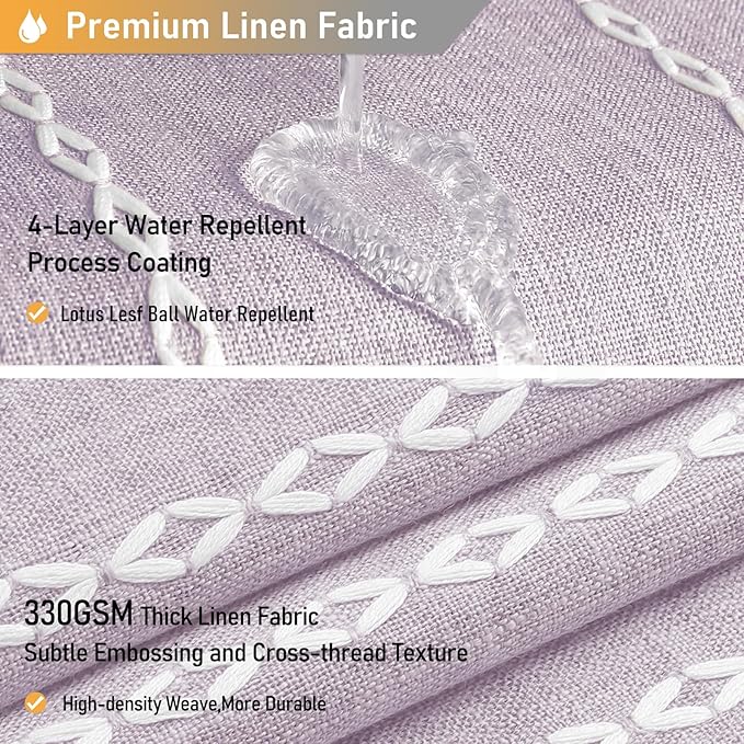 72x78 Long Boho Farmhouse Linen Heavy Duty Shower Curtain, Lavender | Tall Size - Image 4