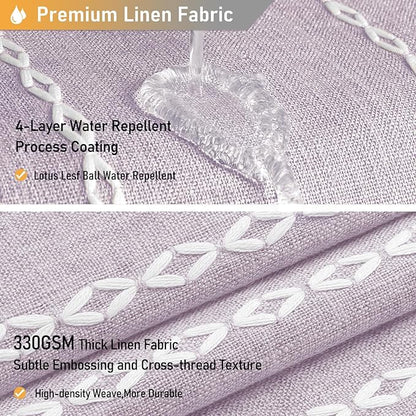 72x78 Long Boho Farmhouse Linen Heavy Duty Shower Curtain, Lavender | Tall Size - Image 4