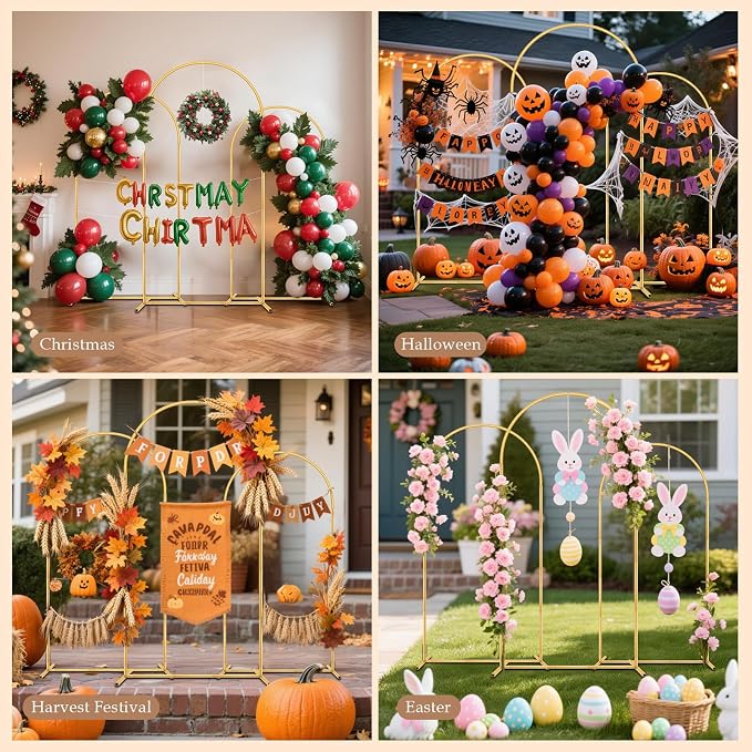 3 Pack Metal Arch Backdrop Stand Balloon Arbor Frame | Party Arch Stands - Image 3