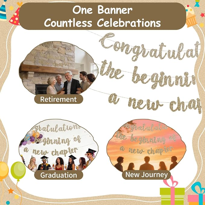 Pre-Strung New Journey Party Decorations Congratulations Banner The Beginning - Image 7