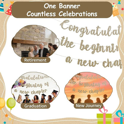 Pre-Strung New Journey Party Decorations Congratulations Banner The Beginning - Image 7