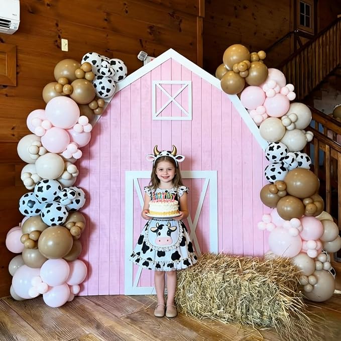 Cowgirl Balloons, 12 Inch Light Pink Brown Sand and Cow Print Balloon - Image 4