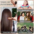 12 Pcs Football Mini Detangler Brush, Mini Travel Hair Brush, Bristles Plastic Detangling Brush, No Tangle Soft Flexible Bristles for Straight, Curly, Thick Hair for Football Team Gift Sport Party