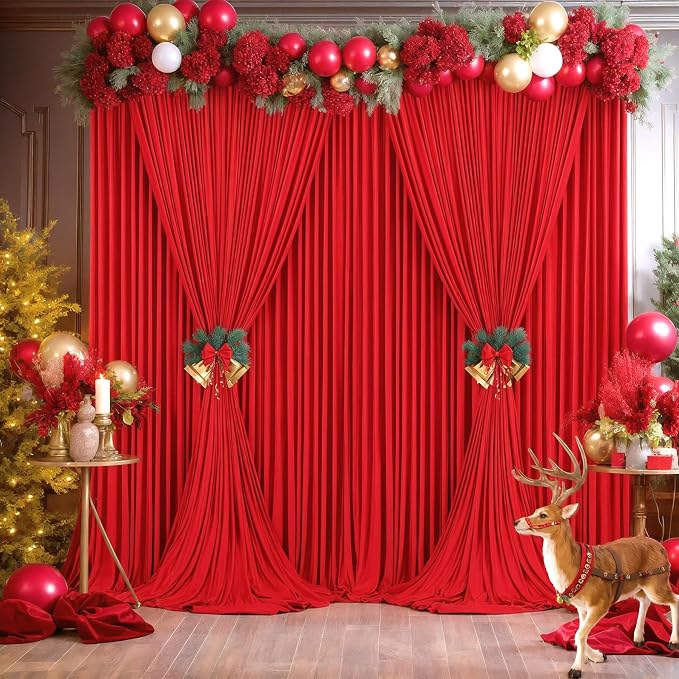 10x12 Red Backdrop Curtains for Wedding Party Wrinkle Free Backdrops Curtain - Image 8