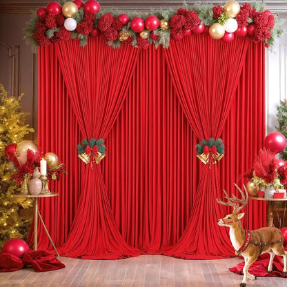 10x12 Red Backdrop Curtains for Wedding Party Wrinkle Free Backdrops Curtain - Image 8