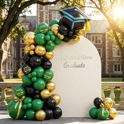 Green Black Graduation Balloons, Dark Green Gold Black Balloons - Image 7