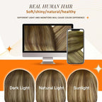 Full Shine Clip in Human Hair Extensions Balayage Clip in Hair Extensions Medium Brown to Honey Blonde and Light Brown Real Hair for Women 14 Inch 8 PCS 120 G