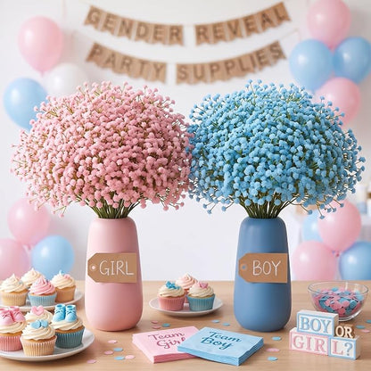 100 Pcs Pink and Blue Baby's Breath Artificial Flowers Bulk Baby Shower by Unknown