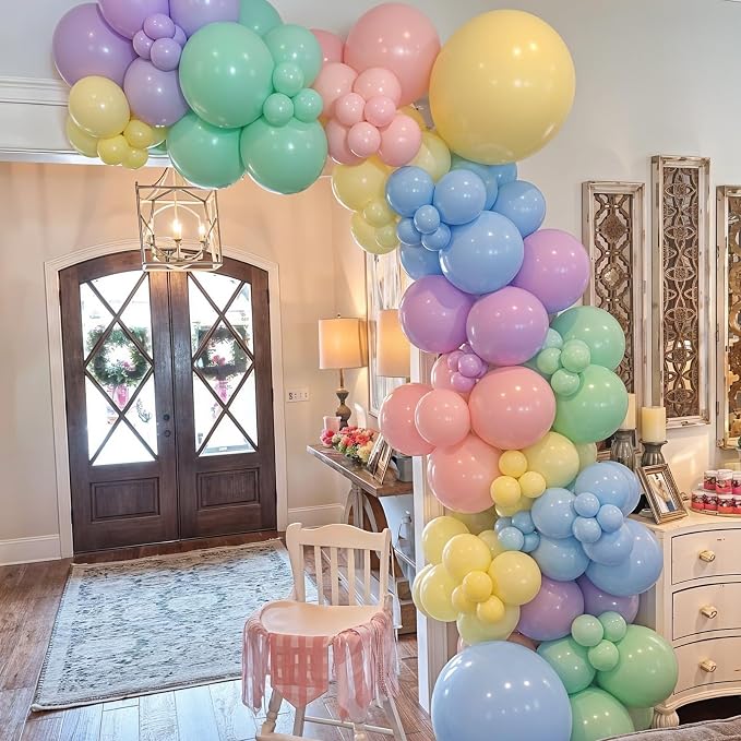 Pastel Balloons, 12 Inch Macaron Pink Yellow Purple Blue Green Latex and - Image 4