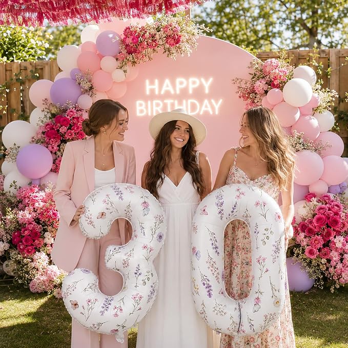 Flower Number 30 Balloons for Wildflower 30th Birthday Party Decorations | 40'' - Image 3