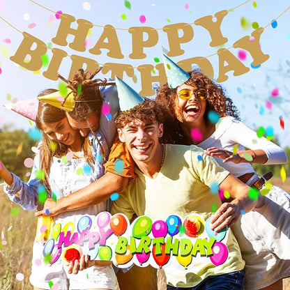 Gold Happy Birthday Banner Birthday Sign Backdrop Party Supplies - Image 6