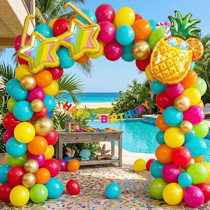 Tropical Balloons, Sunglasses Pineapple Foil Balloons, 12 Inch Teal Metallic - Image 7