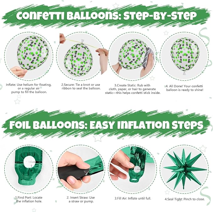 Green and Brown Balloons, 12 Inch Dark Green Black Metallic Green Gold Balloon - Image 3