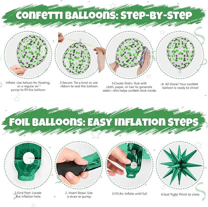 Green and Brown Balloons, 12 Inch Dark Green Black Metallic Green Gold Balloon - Image 3