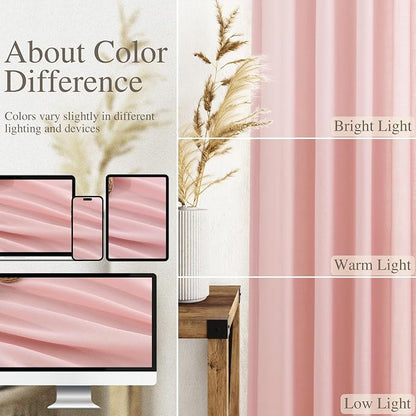 Extra Long Pink Linen Curtains 120 Inch - Image 3