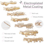 7 Pcs Gold Hair Clips for Women - Vintage Opal & Pearl Hair Barrettes with Rhinestone, Elegant Flower Butterfly Duckbill Alligator Clips, Bridal Wedding Hair Accessories for Thick Thin Hair Styling