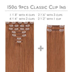 WENNALIFE Clip in Hair Extensions Real Human Hair, 20 Inch 150g 9pcs Cinnamon Terra Copper Remy Hair Thicker Double Weft Extensiones De Cabello Humano Con Clip Ins Straight Full Volume