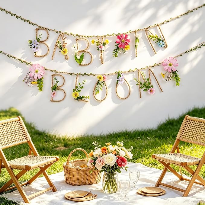 Baby in Bloom Banner, for Baby Shower decorations, Wildflower Butterflies Baby - Image 6