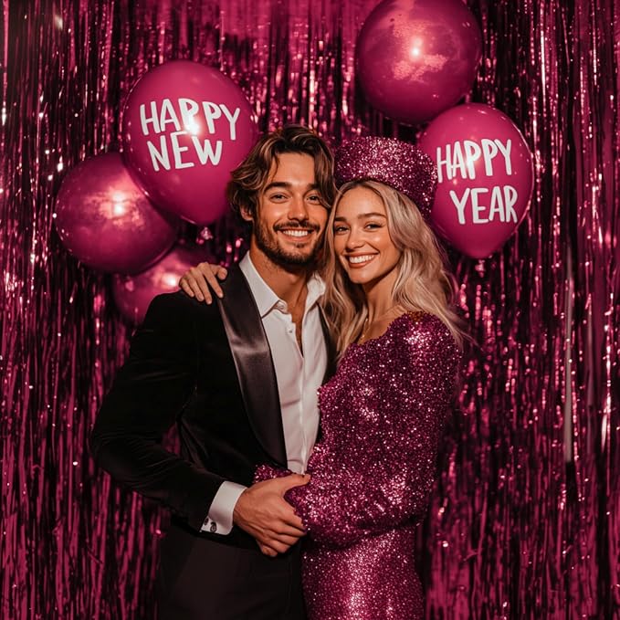 PartyWoo Burgundy Red Foil Fringe Tinsel Streamers 2pcs 6.6FT Backdrop | - Image 6
