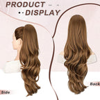 Ponytail Extension, Drawstring Ponytail Extension for Women 26 Inch Long Wavy Brown Pony Tails Hair Extensions Synthetic Clip in Ponytail Hairpiece for Women 8/27