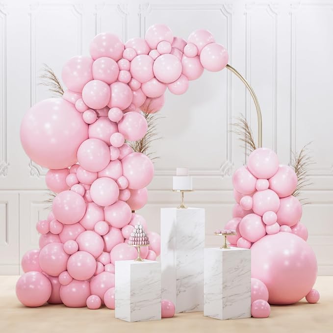 PartyWoo Baby Pink Balloons 92 pcs Different Sizes of 18 12 10 5 Inch Pastel by PartyWoo