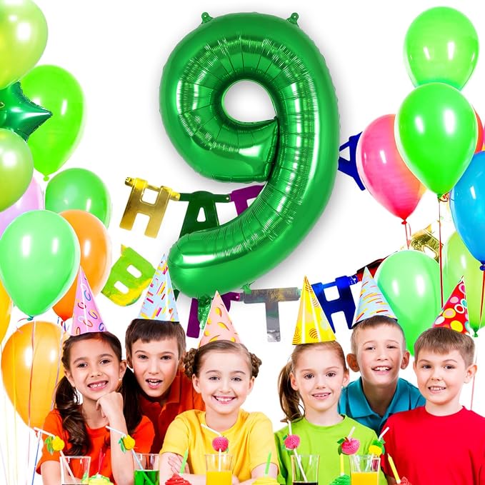Dark Green Number 9 Balloon 40 Inch, Big Large Foil Helium Number Balloons - Image 4