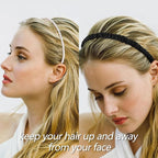 VELSCRUN Headbands for Women 7 Pcs Different Black Fashion Knotted Solid Head Bands Pearl Headband Non Slip Hair Band for Womens Gilrs Thin Thick Short Hair Face Wash Hair Accessories