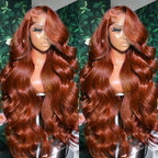32 Inch Ginger Wig Human Hair 13X4 HD Transparent Lace Front Wigs Human Hair Pre Plucked with Baby Hair Chestnut Brown #33 Human Hair Wigs For Women