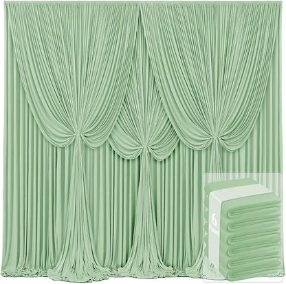 6 Panels Sage Green Backdrop Curtains by Tao-GePartyDecorations