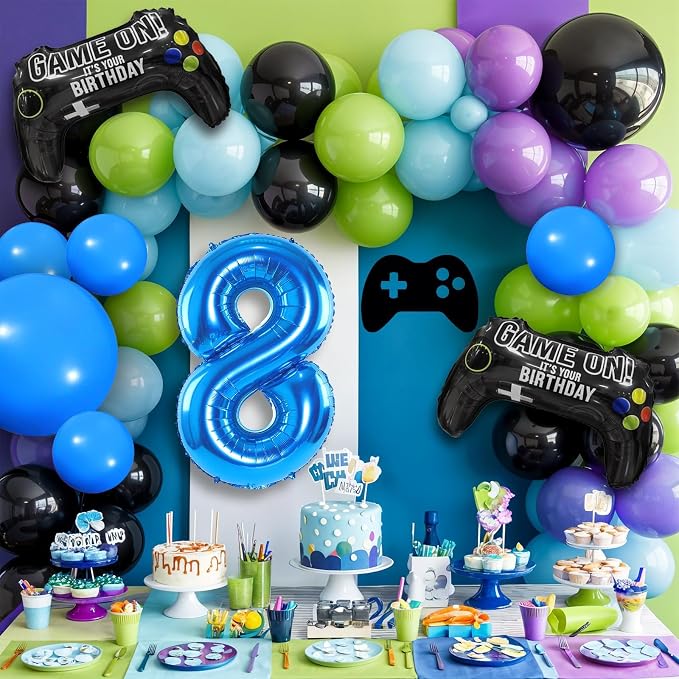 8th Birthday Video Game Balloons Arch Kit, Light Olive Green, Video Game Themed - Image 4