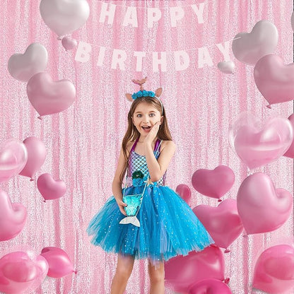 2×8FT-4PCS Pink Sequin Backdrop Curtains Panels, Photography Backdrop Glitter - Image 7