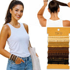 Boho Hair Ties, 20-Pack (4 Styles) Cute Elastic Bands for Thick or Thin Hair, No-Damage Stretch Bracelets, Brown Hair Accessories for Women & Girls (Boho Meadow)