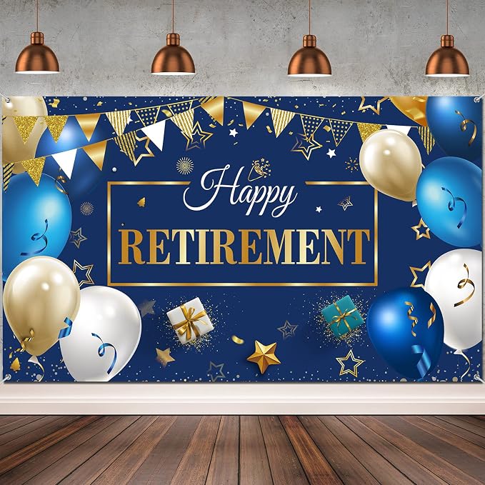 Blulu Retirement Party Decorations, Extra Large Fabric Retire Sign Banner Photo by Blulu