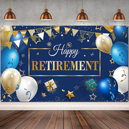 Blulu Retirement Party Decorations, Extra Large Fabric Retire Sign Banner Photo by Blulu