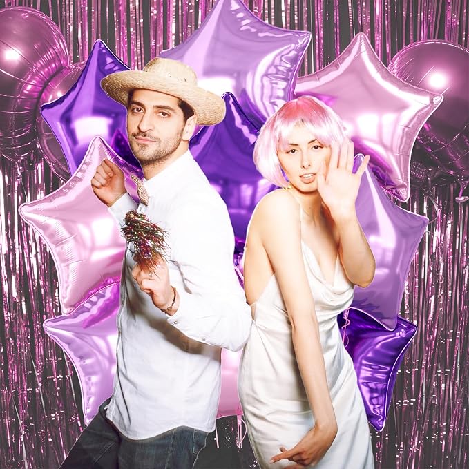 Purple Pink Star Foil Balloon, 18 Inch Metallic Pink and Purple Stars Balloons - Image 6