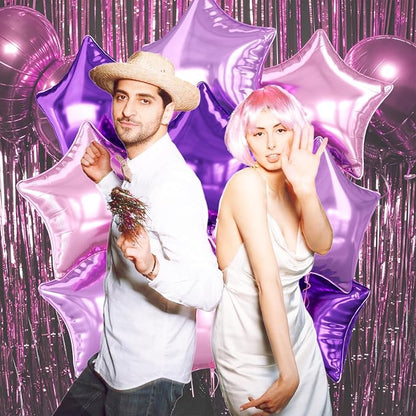 Purple Pink Star Foil Balloon, 18 Inch Metallic Pink and Purple Stars Balloons - Image 6