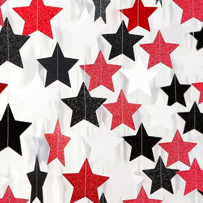 Black White-Red Birthday Party-Decorations Garland - 62FT Twinkle Little Star by Hugtmr