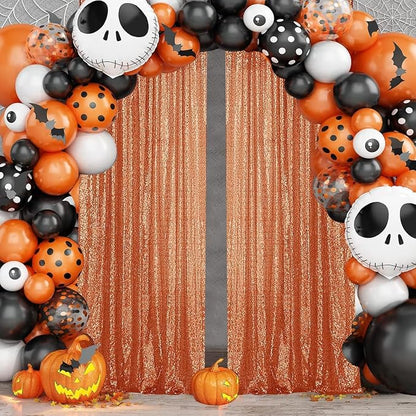 Sugargirl Orange Sequin Backdrop Curtain 6 Panels 2FTx8FT Glitter Orange - Image 2