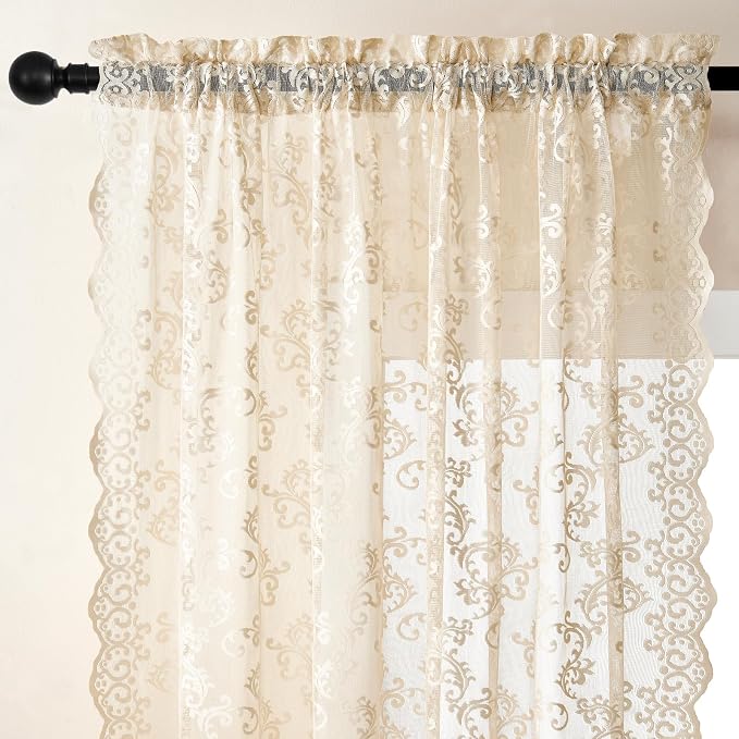 Victorian Floral Sheer Lace Curtains - Image 3