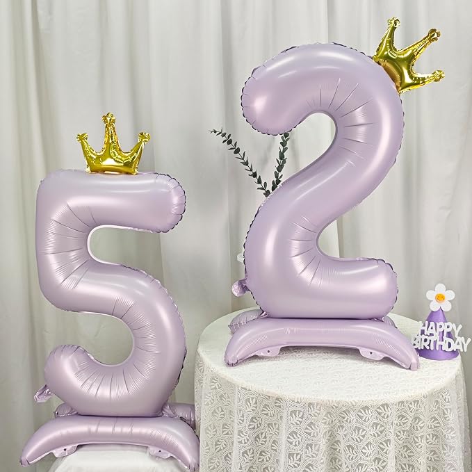 Standing Purple Crown Number 5 Balloon 40In Pastel Purple Crown 5 Balloon | - Image 5