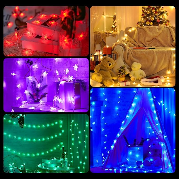 Minetom Star String Lights Battery Operated - 17 ft 50 LED Color Changing Star - Image 5