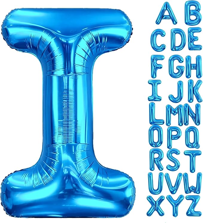 Letter I Balloon 40 Inch Blue, Giant Alphabet Foil Balloon, Big Mylar Party by Aeniaza