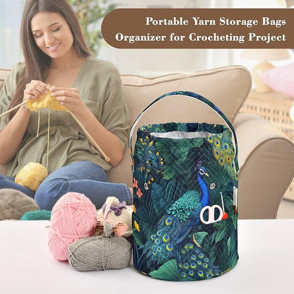 Yarn Bag Small Crochet Bag Drawstring Yarn Storage Organizer Knitting Project - Image 4