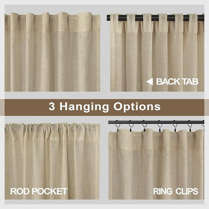 102 Inch Long Curtains Semi Sheer Linen Curtains - Image 5