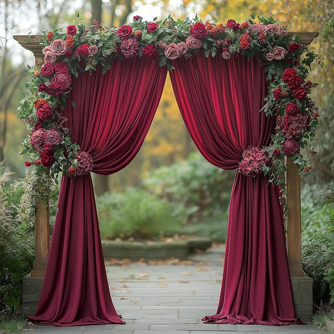 ESGOTBME 20x10ft Wrinkle Free ‌Burgundy Backdrop Curtain - Image 6