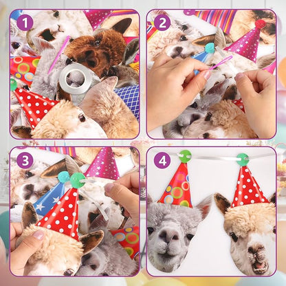 Hooqict Llama Birthday Banner Garland Funny Happy Birthday Decorations Party - Image 8