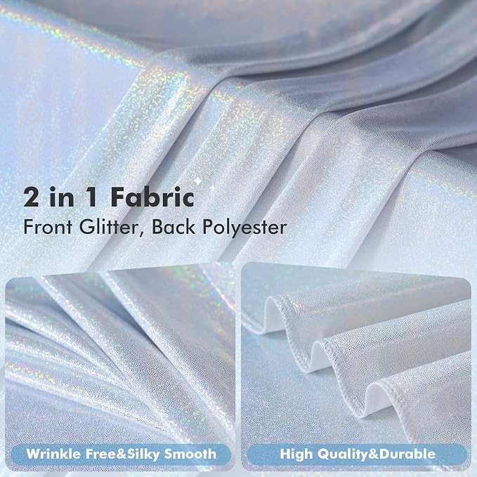 20x10ft Shimmer Silver Sequin Backdrop Curtain - Image 2