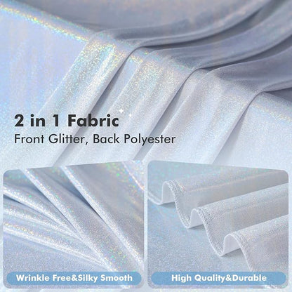 20x10ft Shimmer Silver Sequin Backdrop Curtain - Image 2