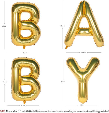 Letter Balloons 40 Inch Giant Jumbo Helium Foil Mylar Gold BABY | - Image 2
